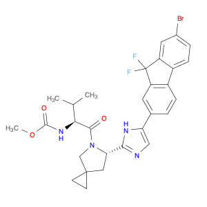 1256388-50-7 Carbamic acid, N-[(1S)-1-[[(6S)-6-[5-(7-bromo-9,9-difluoro-9H-fluoren-2-yl)-1H-imidazol-2-yl]-5-azaspiro[2.4]hept-5-yl]carbonyl]-2-methylpropyl]-, methyl ester