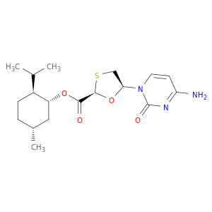 1,3-Oxathiolane-2-carboxylic acid, 5-(4-amino-2-oxo-1(2H)-pyrimidinyl)-, (1R,2S,5R)-5-methyl-2-(1-methylethyl)cyclohexyl ester, (2R,5S)-