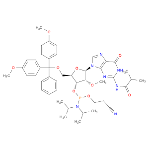 150780-67-9 Guanosine, 5'-O-[bis(4-methoxyphenyl)phenylmethyl]-2'-O-methyl-N-(2-methyl-1-oxopropyl)-, 3'-[2-cyanoethyl N,N-bis(1-methylethyl)phosphoramidite]