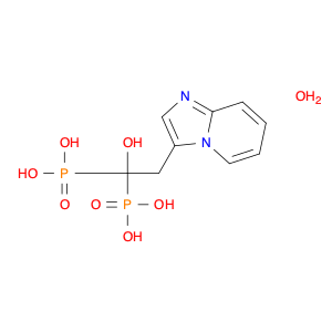 Phosphonic acid, P,P'-(1-hydroxy-2-imidazo[1,2-a]pyridin-3-ylethylidene)bis-, hydrate (1:1)