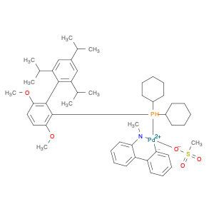 1599466-83-7 Methanesulfonato(2-dicyclohexylphosphino-3,6-dimethoxy-2',4',6'-tri-i-propyl-1,1'-biphenyl)(2'-methylamino-1,1'-biphenyl-2-yl)palladium(II)