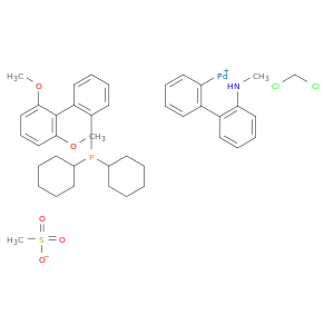 1599466-87-1 Methanesulfonato(2-dicyclohexylphosphino-2',6'-dimethoxy-1,1'-biphenyl)(2'-methylamino-1,1'-biphenyl-2-yl)palladium(II) dichloromethane adduct min