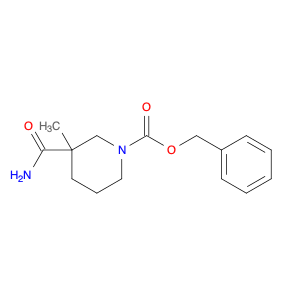 1-​piperidinecarboxylic acid, 3-​(aminocarbonyl)​-​3-​methyl-​, phenylmethyl ester