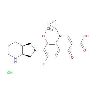 186826-86-8 1-Cyclopropyl-6-fluoro-1,4-dihydro-8-methoxy-7-[(4aS,7aS)-octahydro-6H-pyrrolo[3,4-b]pyridin-6-yl]-4-oxo-3-quinolinecarboxylic acid hydrochloride (1:1)