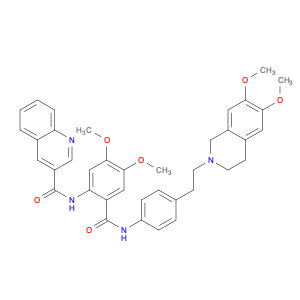 206873-63-4 3-Quinolinecarboxamide, N-[2-[[[4-[2-(3,4-dihydro-6,7-dimethoxy-2(1H)-isoquinolinyl)ethyl]phenyl]amino]carbonyl]-4,5-dimethoxyphenyl]-