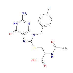 2241669-86-1 (2R)-2-acetamido-3-[[2-amino-9-[(4-fluorophenyl)methyl]-6-oxo-1H-purin-8-yl]sulfanyl]propanoic acid