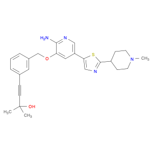 2380300-79-6 4-(3-(((2-amino-5-(2-(1-methylpiperidin-4-yl)thiazol-5-yl)pyridin-3-yl)oxy)methyl)phenyl)-2-methylbut-3-yn-2-ol