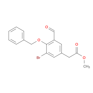 583031-89-4 Benzeneacetic acid, 3-bromo-5-formyl-4-(phenylmethoxy)-, methyl ester