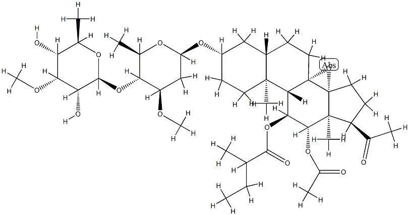 191729-45-0 (3beta,5alpha,11alpha,12beta,14beta,17alpha)-12-(Acetyloxy)-3-[[2,6-dideoxy-4-O-(6-deoxy-3-O-methyl-beta-D-allopyranosyl)-3-O-methyl-beta-D-arabinohexopyranosyl]oxy]-8,14-epoxy-11-(2-methyl-1-oxobutoxy)pregnan-20-one