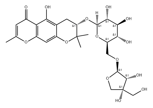 2254096-95-0 4H,?6H-?Benzo[1,?2-?b:5,?4-?b']?dipyran-?4-?one, 7-?[(6-?O-?D-?apio-?β-?D-?furanosyl-?β-?D-?glucopyranosyl)?oxy]?-?7,?8-?dihydro-?5-?hydroxy-?2,?8,?8-?trimethyl-?, (7S)?-