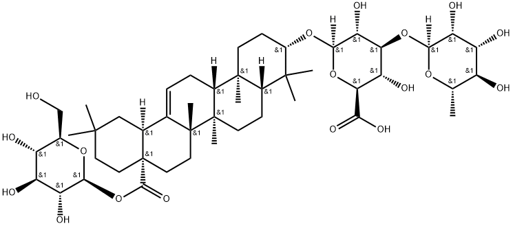 51161-58-1 β-D-Glucopyranosiduronic acid, (3β)-28-(β-D-glucopyranosyloxy)-28-oxoolean-12-en-3-yl 3-O-(6-deoxy-α-L-mannopyranosyl)-